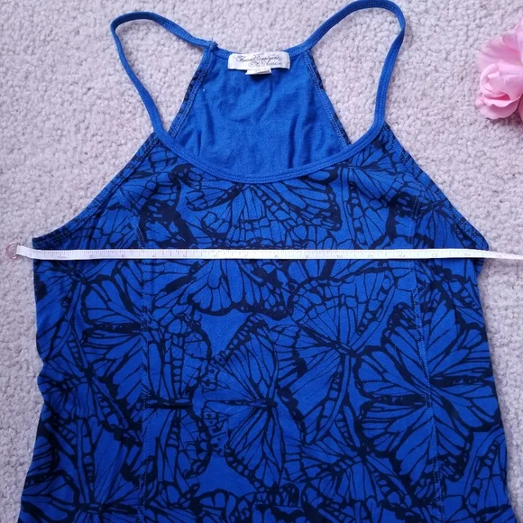 Forever 21 Cute Blue and Black Butterfly Pattern Racerback Tank Top - Picture 6 of 8